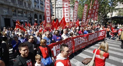 Manifestación de CC OO para reclamar mejoras laborales, el 1 de mayo de 2019.