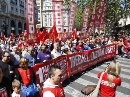 Manifestación de CC OO para reclamar mejoras laborales, el 1 de mayo de 2019.