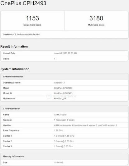 OnePlus Nord 3 Geekbench