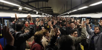 Protesta de trabajadores de Metro el pasado mes de enero.