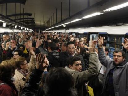 Protesta de trabajadores de Metro el pasado mes de enero.