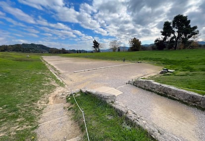 El antiguo estadio del sitio arqueológico de Olimpia.  