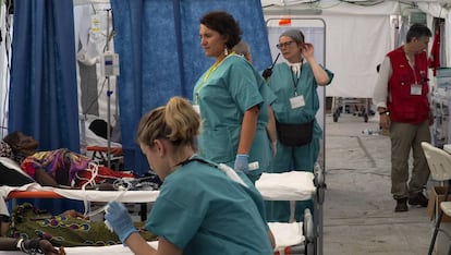 Los profesionales del Start trabajando en los días posteriores al ciclón.