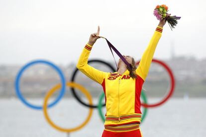 Alabau celebra su victoria en los Juegos de Londres.