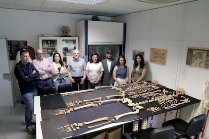 The research team with the remains of the site.