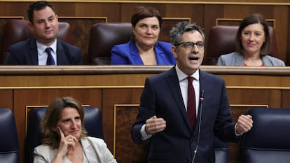 El ministro de Justicia, Félix Bolaños, este martes en el Congreso de los diputados.