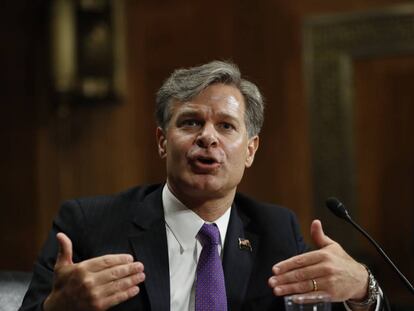 Christopher Wray, el pasado 12 de julio testificando en el Senado.