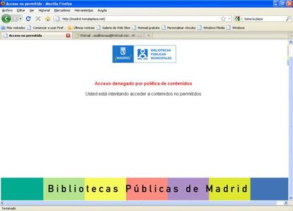 Mensaje que el usuario encuentra al teclear Madrid.Tomalaplaza.net.