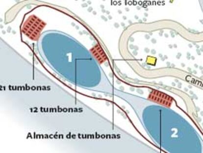 Dónde están las tres <i>playas</i> y dónde van a colar las tumbonas.