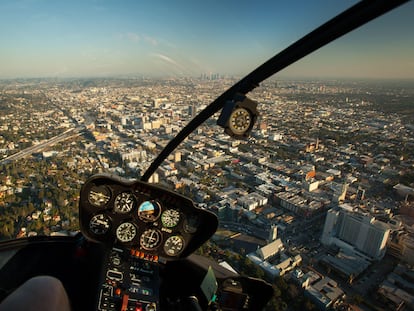 The city of Los Angeles as seen from a helicopter