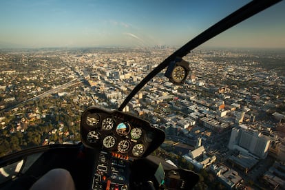 The city of Los Angeles as seen from a helicopter