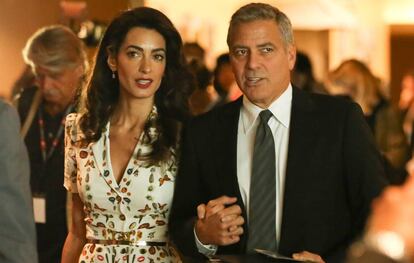 Amal y George Clooney en las Naciones Unidas el 20 de septiembre. 