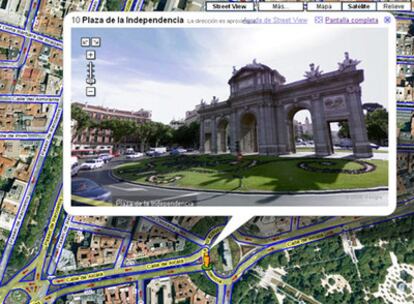 La aplicación Street View muestra imágenes callejeras de las ciudades.