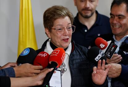 Ramírez durante una rueda de prensa sobre las protestas, el 31 de mayo en Bogotá.