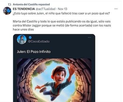 Mensaje contrario a las críticas a Míster Jägger que ha compartido Antonio del Castillo.