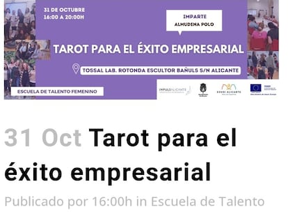 Una captura del curso de tarot.