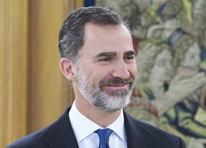 El Rey, Felipe VI, este jueves en el Palacio de la Zarzuela. 