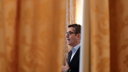 El ministro de la Presidencia, Justicia y Relaciones con las Cortes, Félix Bolaños, en un acto en San Lorenzo de El Escorial este lunes.