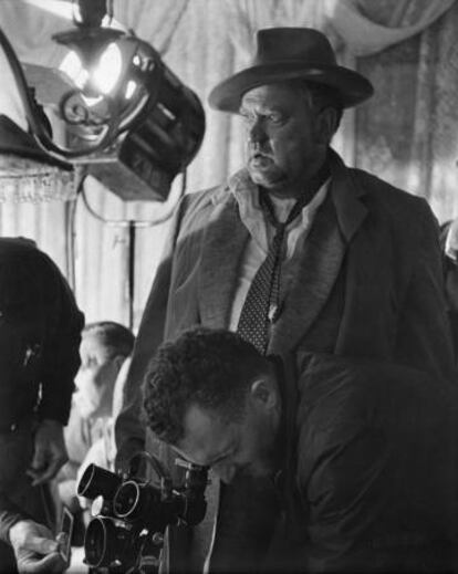 Welles, en el rodaje del 'thriiler'.