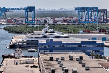 Mark Zuckerberg's superyacht 'Launchpad' in Port Everglades, Fort Lauderdale, Florida.