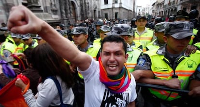 Imagen de la protesta en defensa del Yasuní.