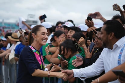 Claudia Sheinbaum durante una gira por el Estado de Chiapas este sábado.