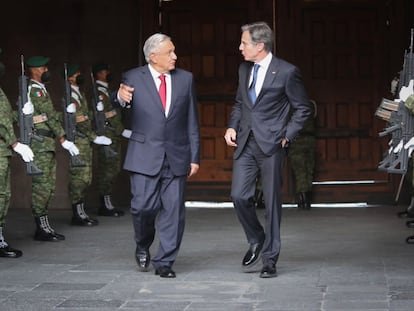 Andrés Manuel López Obrador, presidente de México, y Antony Blinken, secretario de Estado de EE UU, en Ciudad de México.