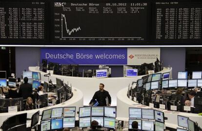 Operadores en la Bolsa de Fráncfort.