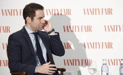 El secretario general del PP, Teodoro García, este viernes en un desayuno organizado por Vanity Fair.