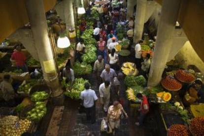 Mercado central de Port Louis, em Mauricio.