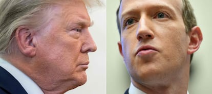 El expresidente Donald Trump y Mark Zuckerberg, presidente de Meta.