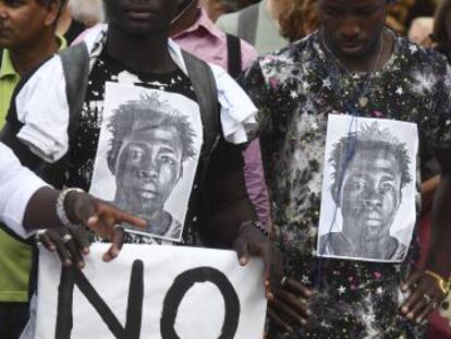 Protesta en Nápoles, el 4 de junio, por el asesinato del maliense Soumaila Sacko.