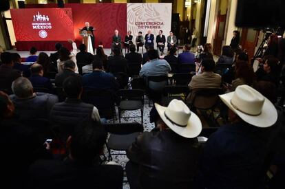 Una rueda de prensa de López Obrador.