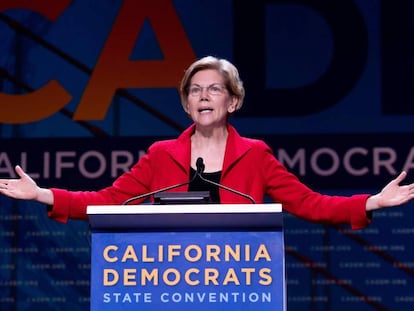 Elizabeth Warren se dirige a la convención demócrata, el sábado en San Francisco.