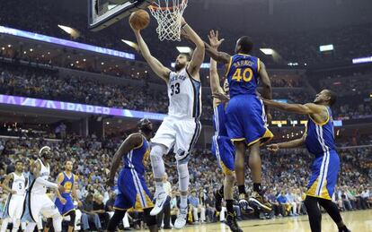 Marc Gasol, en un partido de `playoffs' contra Golden State Warriors.