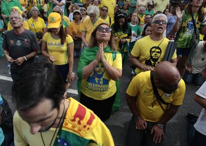 Evangelistas seguidores de Bolsonaro en Río de Janeiro el pasado 26 de mayo. 