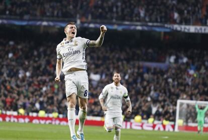 Kroos celebra el segundo gol del Madrid.