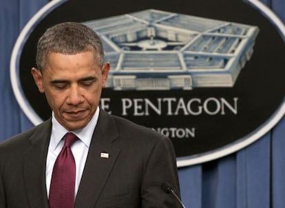 Obama, durante su rueda de prensa en El Pent&aacute;gono.