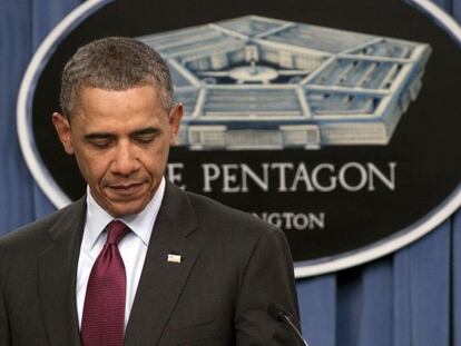 Obama, durante su rueda de prensa en El Pentágono.