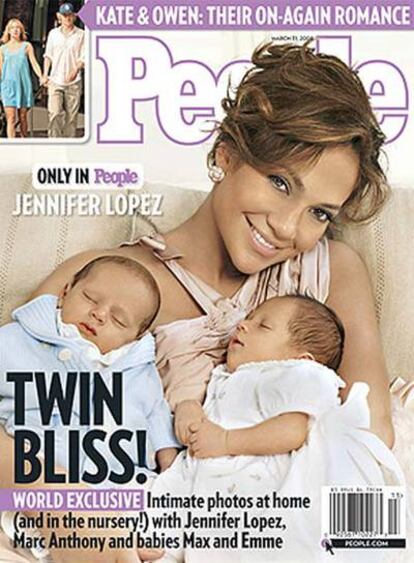 Jennifer López y sus gemelos, en <i>People</i>.