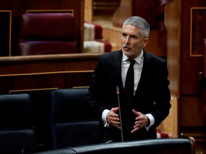 El ministro del Interior, Fernando Grande-Marlaska, el pasado miércoles en el Congreso.
