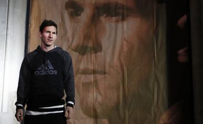 Messi, en la tienda de Adidas.