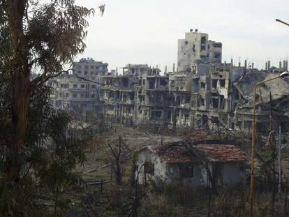 Aspecto de una calle de Homs, el 24 de diciembre.