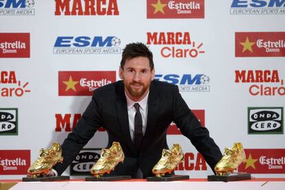 Messi amb les seves quatre Botes d'Or.