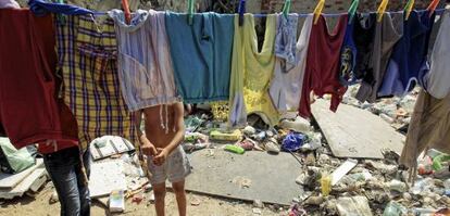 Washing day in Ca&ntilde;ada Real. The Madrid shanty town is the largest in Europe.