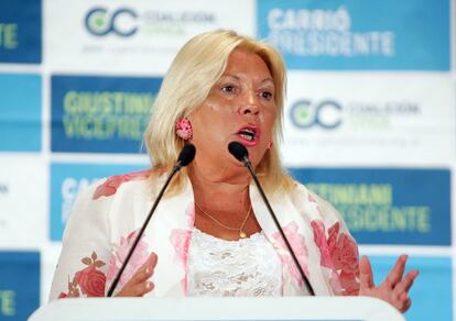 La diputada argentina Elisa Carrió, socia de la coalición gobernante Cambiemos.