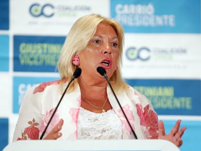 La diputada argentina Elisa Carrió, socia de la coalición gobernante Cambiemos.