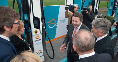 El consejero delegado de Repsol, Josu Jon Imaz, durante la inauguración del primer punto de recarga ultrarrápida de Repsol.