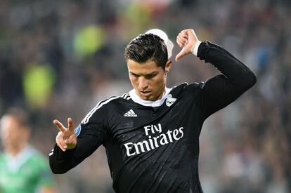 Cristiano Ronaldo celebra el gol del empate durante el partido de la Champions League con Ludogorets.
