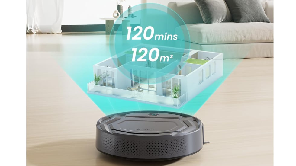Este robot aspirador ofrece 120 minutos de autonomía.